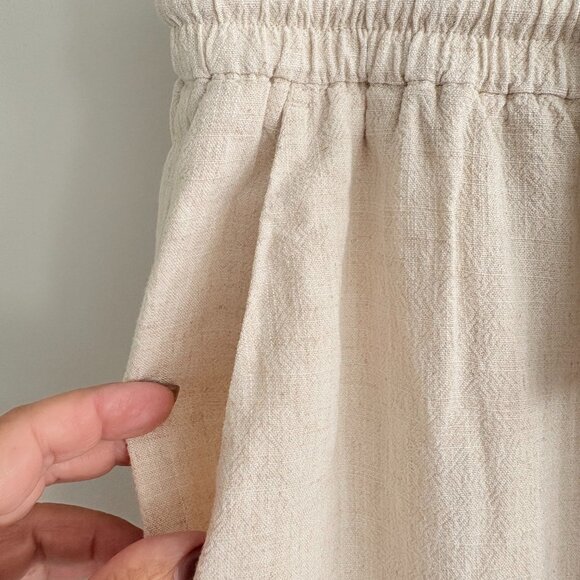 ZARA Linen Blend Cream Beige Drawstring Pants w Pockets - SZ L New w Tag - Picture 5 of 7